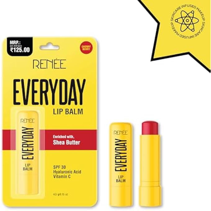 Renee EVERYDAY TINTED LIP BALM - CHERRY BERRY, HEALS, MOISTURIZES & PROTECTS WITH SPF 30, FOR DRY & CHAPPED LIPS, ENRICHED WITH VITAMIN C, SHEA BUTTER & HYALURONIC ACID, SKINCARE INFUSED MAKEUP 4.5 GM - Image 3
